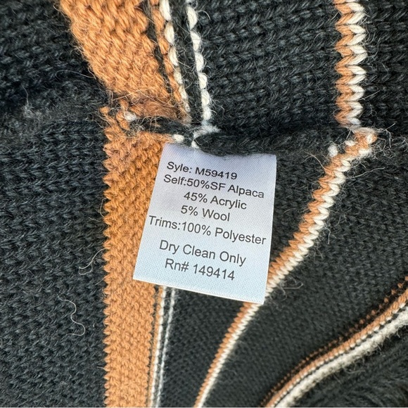 Johnny Was Ada Striped Open Front Alpaca Wool Blend Cardigan Sweater Size S - Picture 8 of 14